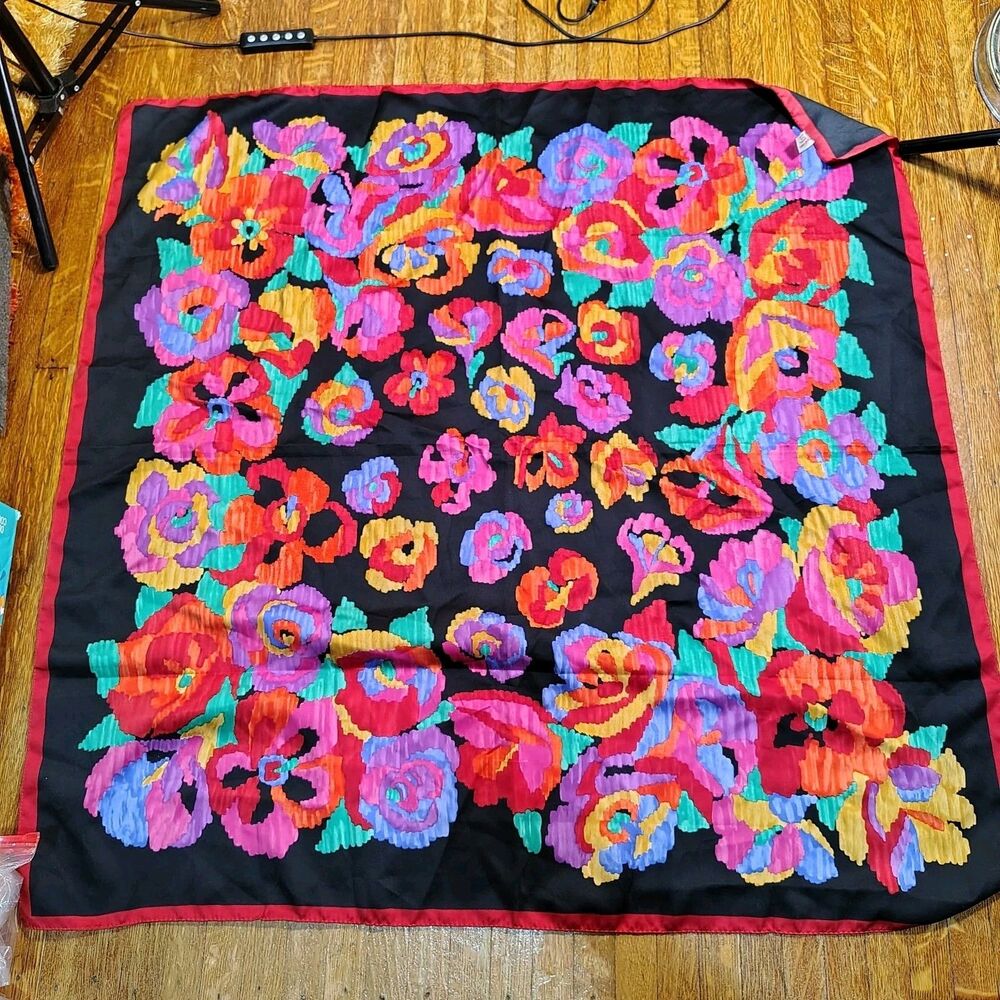 Floral Multicolor Made In Italy Speciality House Scarf Bandana Vintage